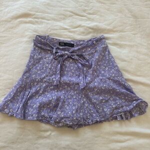 Zara Light Purple Floral Ruffle Skort